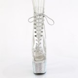 BEJ-1021C-7 - 18 cm pleaser kozačky na vysoké podpatky strass průhledné