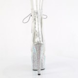 BEJ-1021C-7 - 18 cm pleaser kozačky na vysoké podpatky strass průhledné